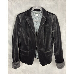 J.Crew Ecole Black Velvet Blazer Jacket Womens 8 Preppy Academia Whimsigoth